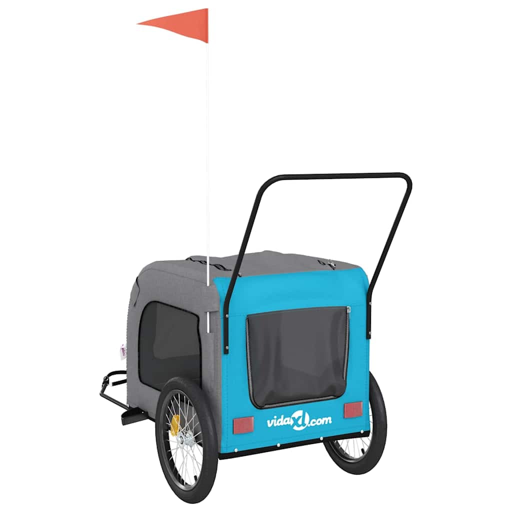 Rimorchio da Bici per Animali Blu e Grigio Oxford e Ferro — miniatura 7 di 12