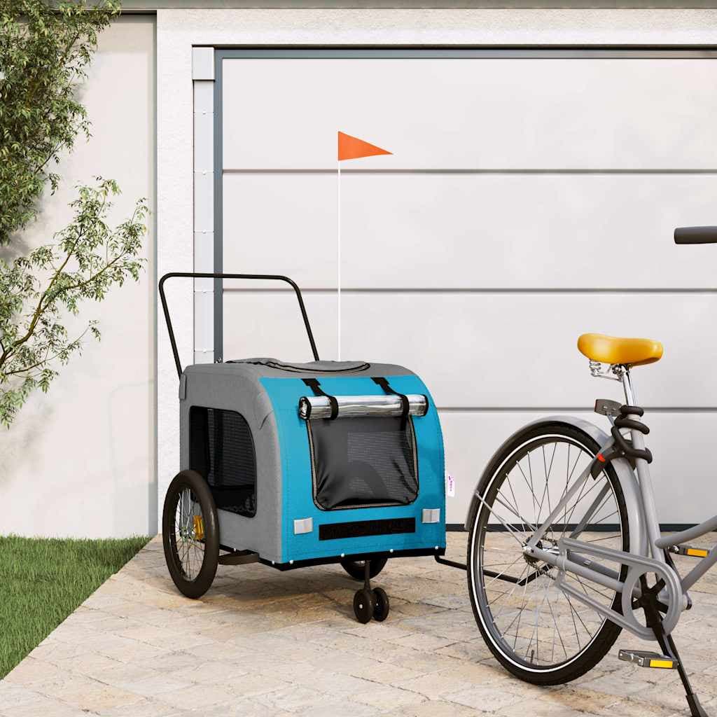 Rimorchio da Bici per Animali Blu e Grigio Oxford e Ferro — miniatura 1 di 12