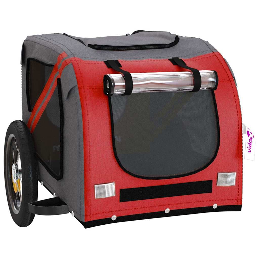 Rimorchio da Bici per Animali Rosso e Grigio Oxford e Ferro — miniatura 4 di 12