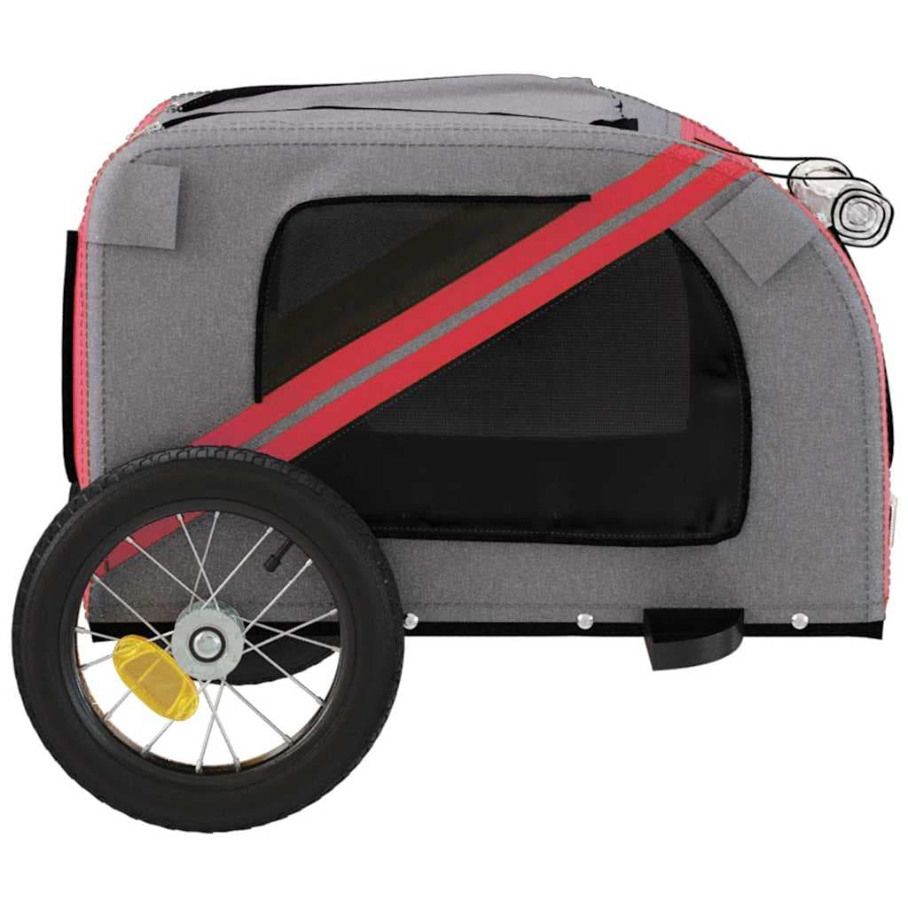 Rimorchio da Bici per Animali Rosso e Grigio Oxford e Ferro — miniatura 6 di 12