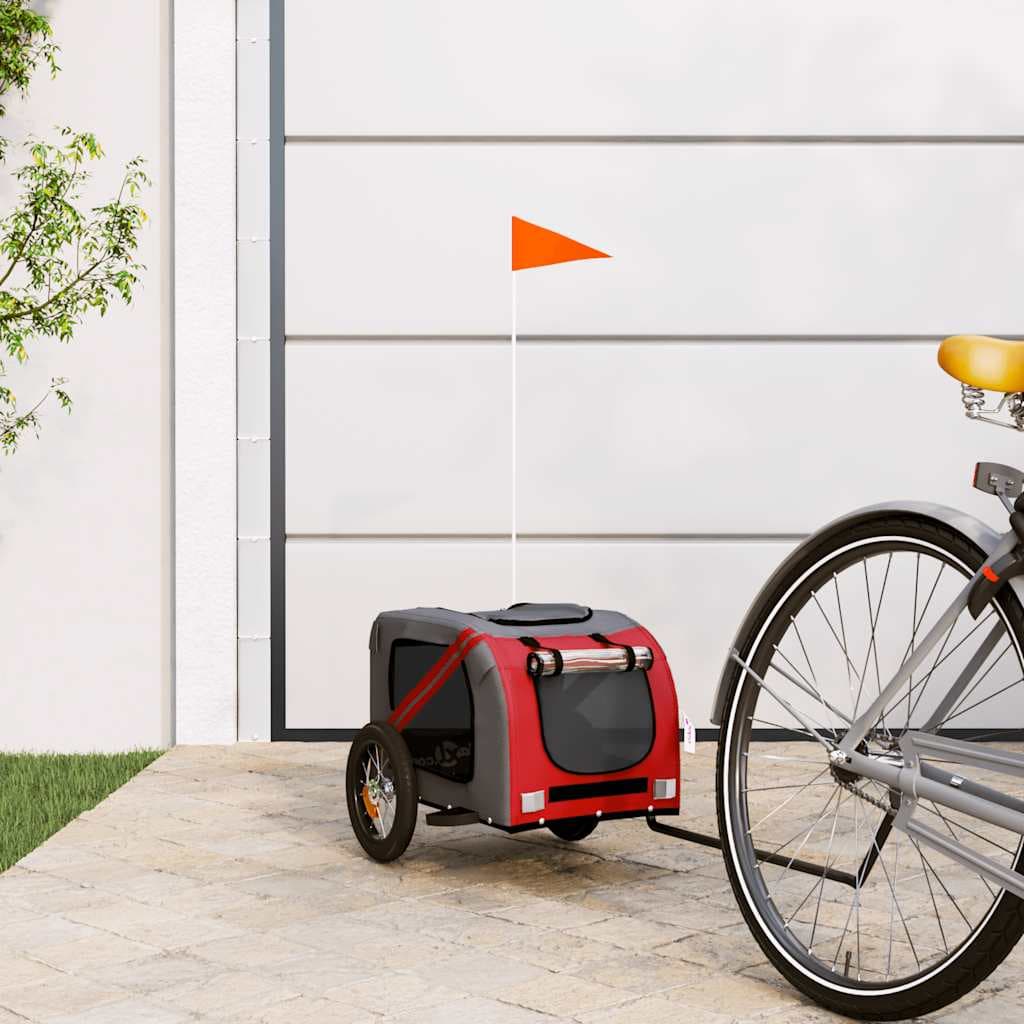 Rimorchio da Bici per Animali Rosso e Grigio Oxford e Ferro — miniatura 1 di 12
