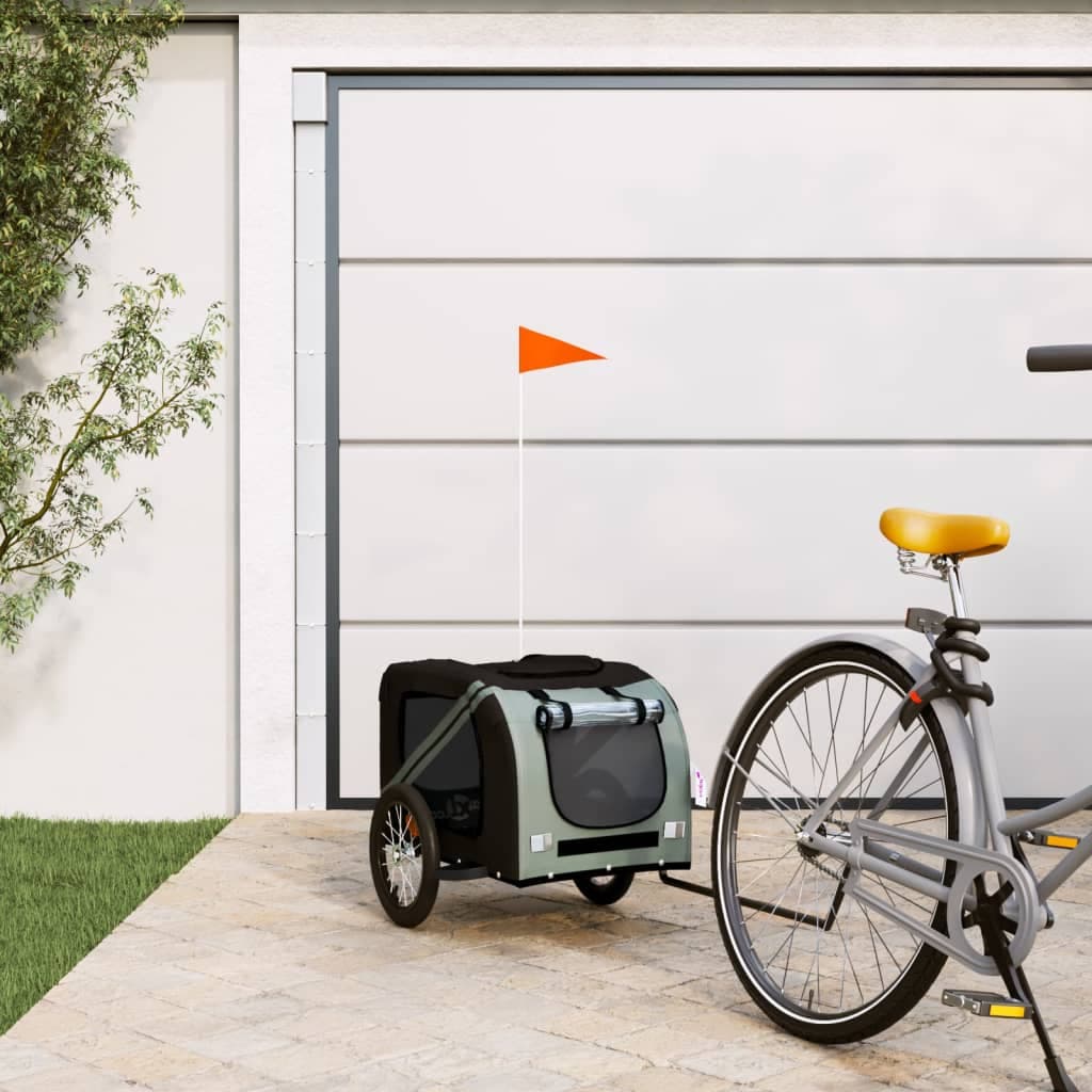 Rimorchio da Bici per Animali Nero e Grigio Oxford e Ferro — miniatura 1 di 12