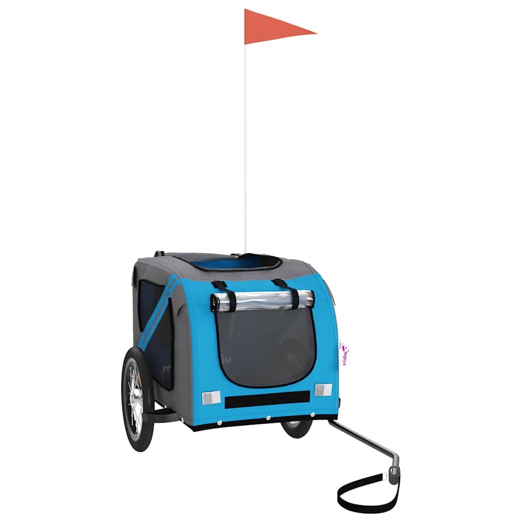 Rimorchio da Bici per Animali Blu e Grigio Oxford e Ferro — miniatura 3 di 12