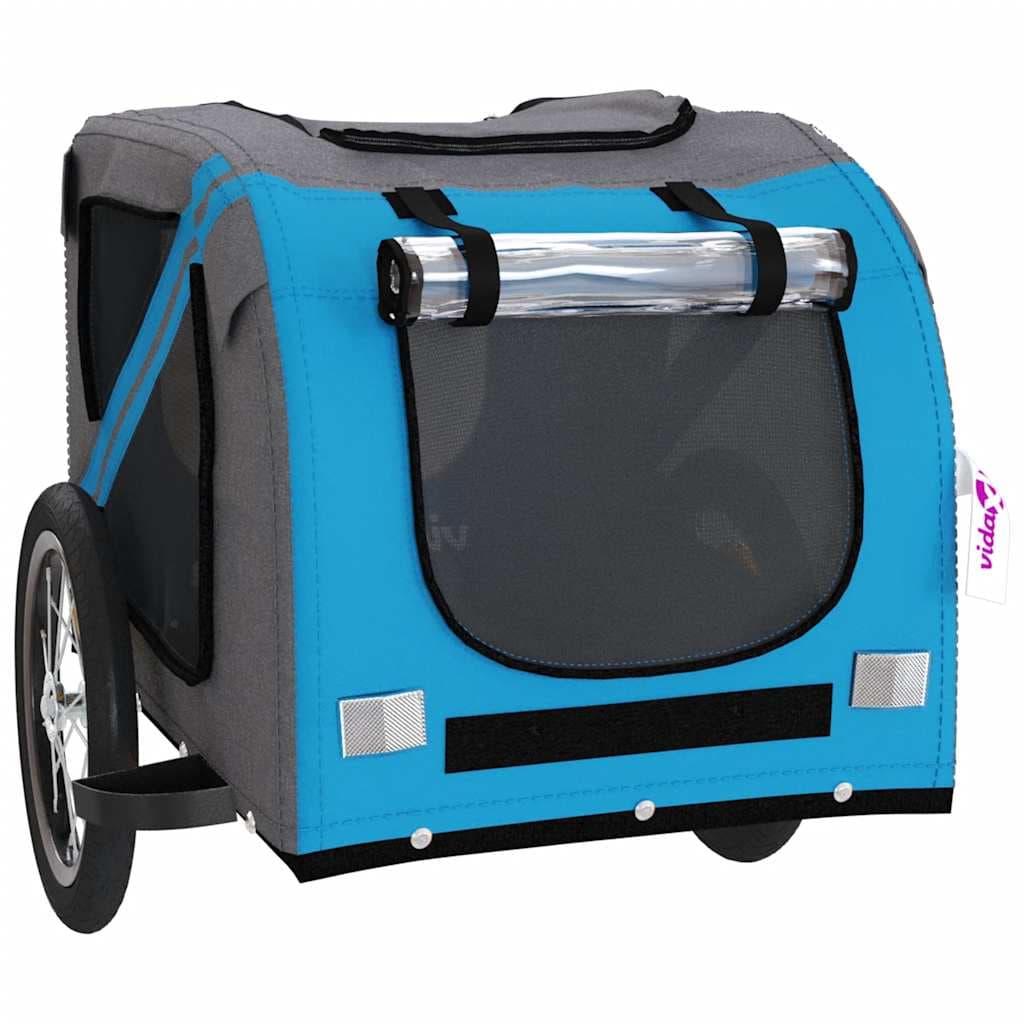 Rimorchio da Bici per Animali Blu e Grigio Oxford e Ferro — miniatura 4 di 12