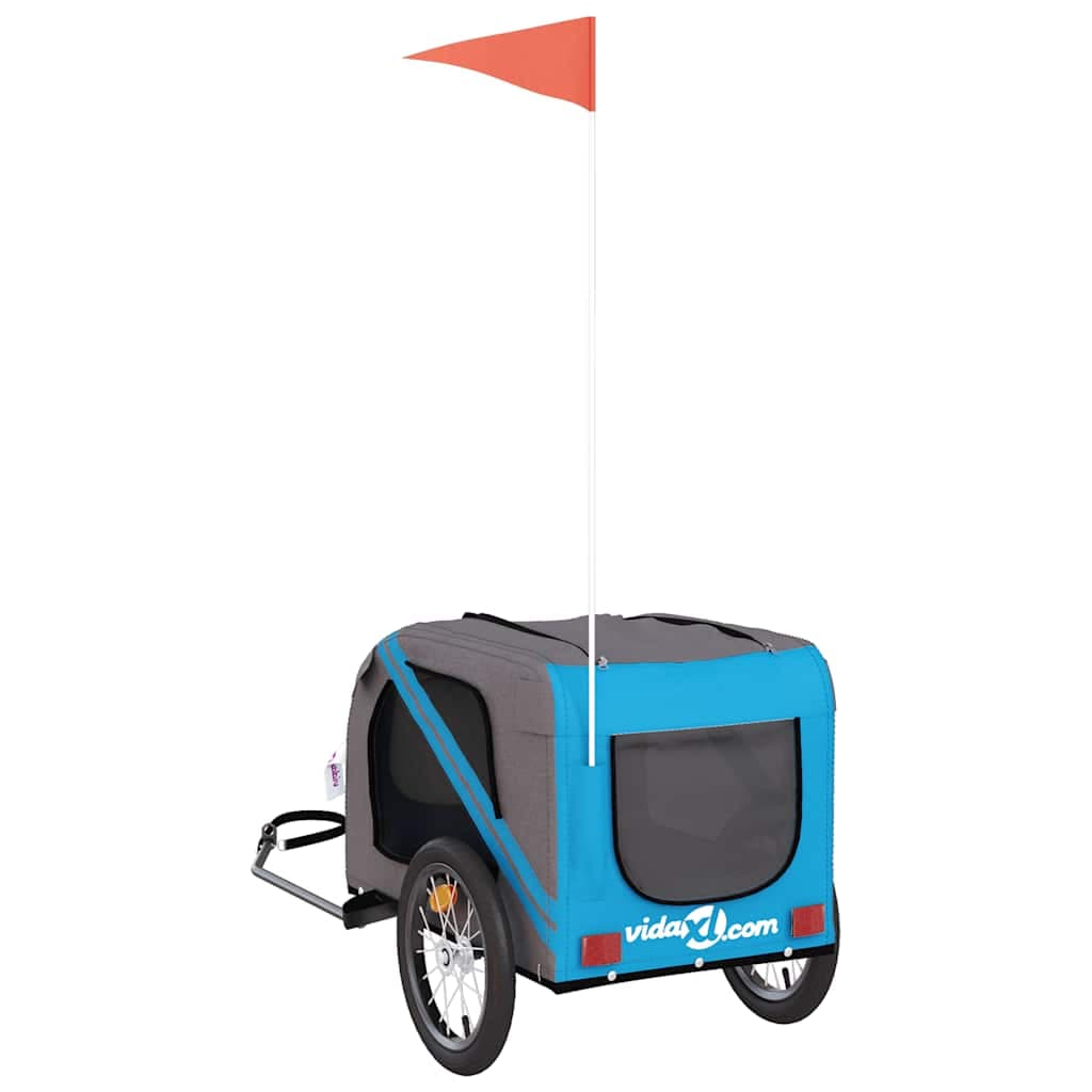 Rimorchio da Bici per Animali Blu e Grigio Oxford e Ferro — miniatura 7 di 12