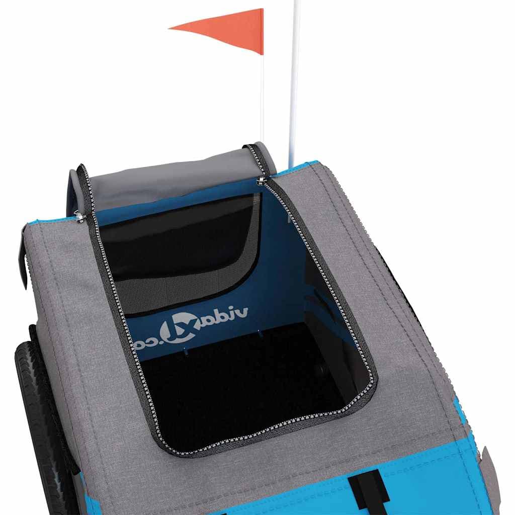 Rimorchio da Bici per Animali Blu e Grigio Oxford e Ferro — miniatura 9 di 12