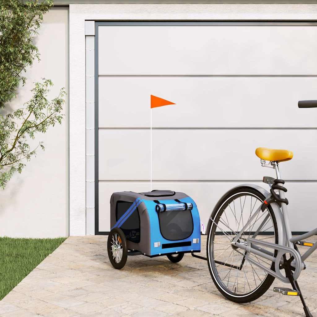 Rimorchio da Bici per Animali Blu e Grigio Oxford e Ferro — miniatura 1 di 12