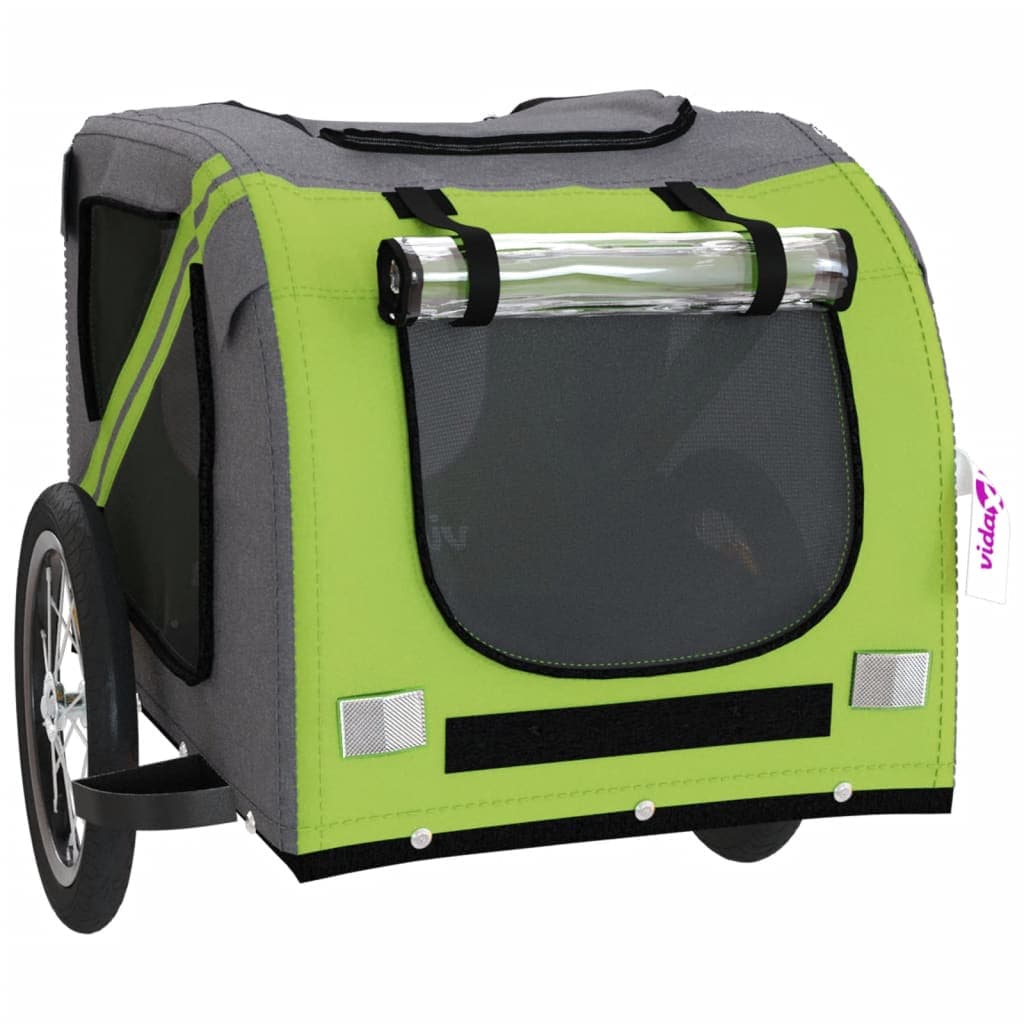 Rimorchio da Bici per Animali Verde e Grigio Oxford e Ferro — miniatura 4 di 12