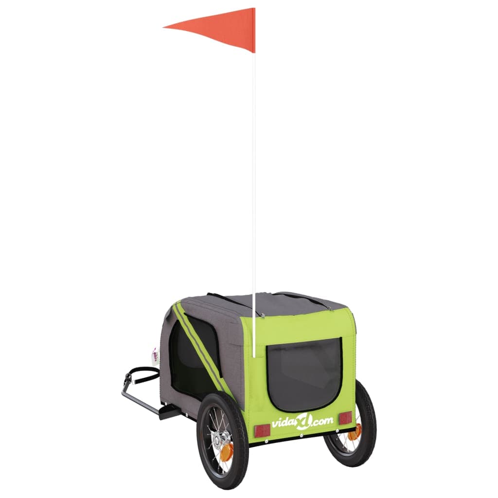 Rimorchio da Bici per Animali Verde e Grigio Oxford e Ferro — miniatura 7 di 12