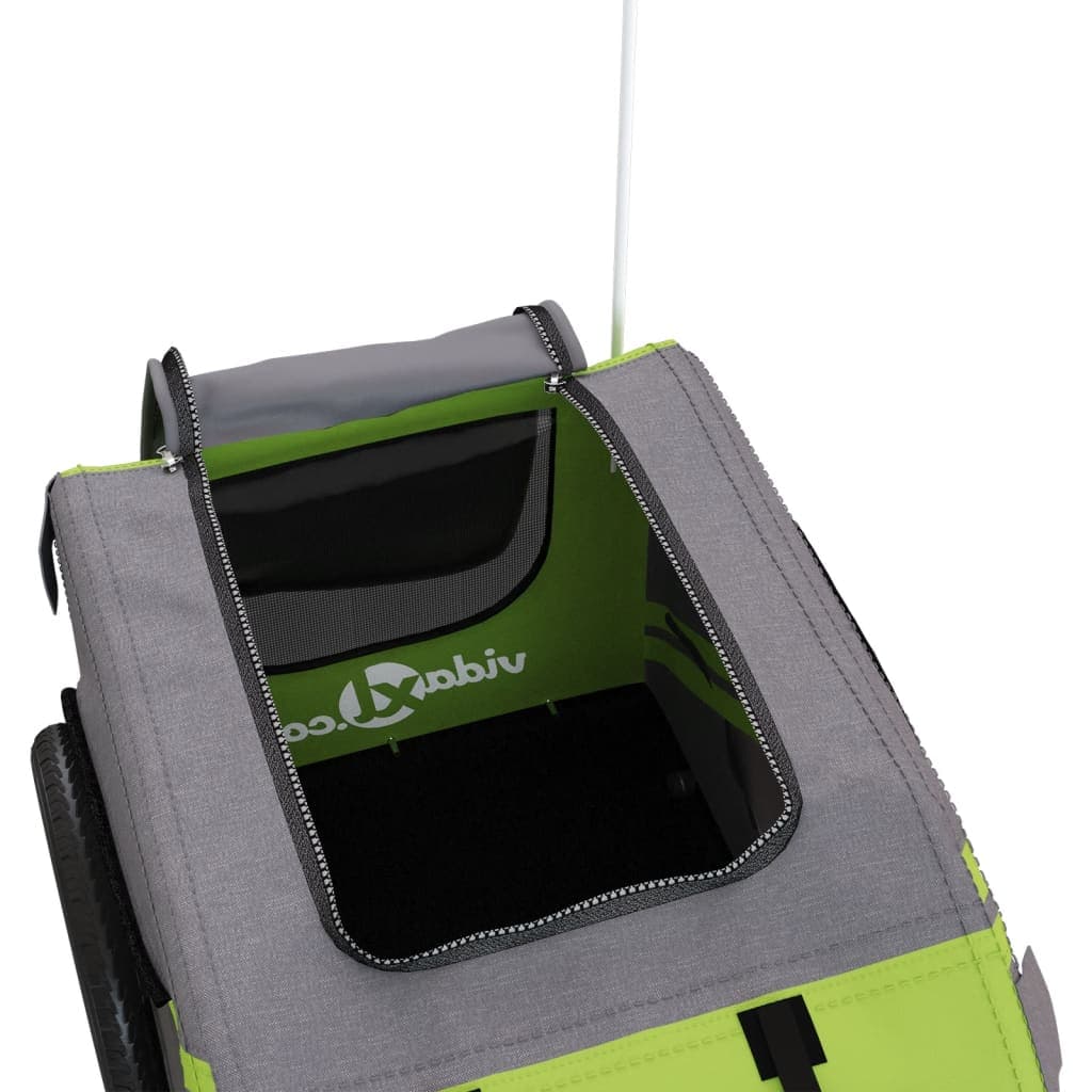 Rimorchio da Bici per Animali Verde e Grigio Oxford e Ferro — miniatura 9 di 12