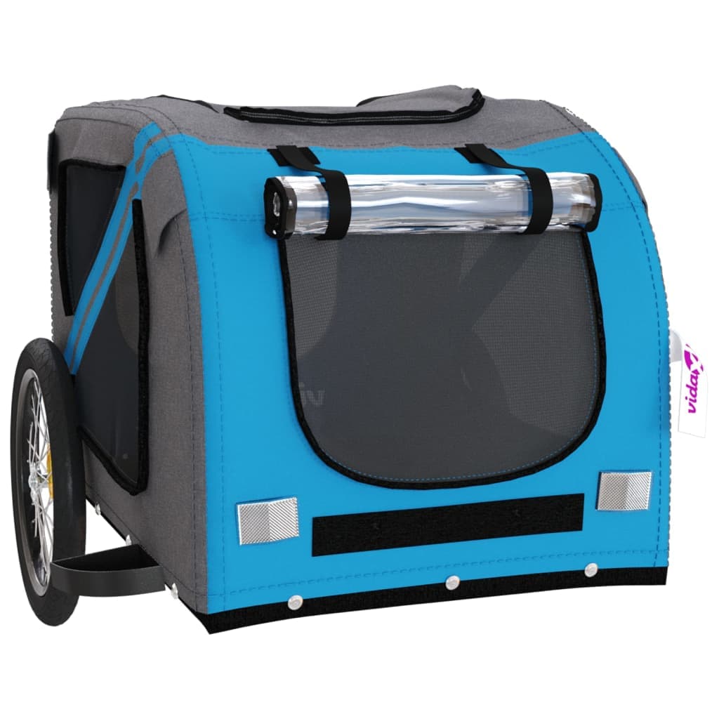 Rimorchio da Bici per Animali Blu e Grigio Oxford e Ferro — miniatura 4 di 12