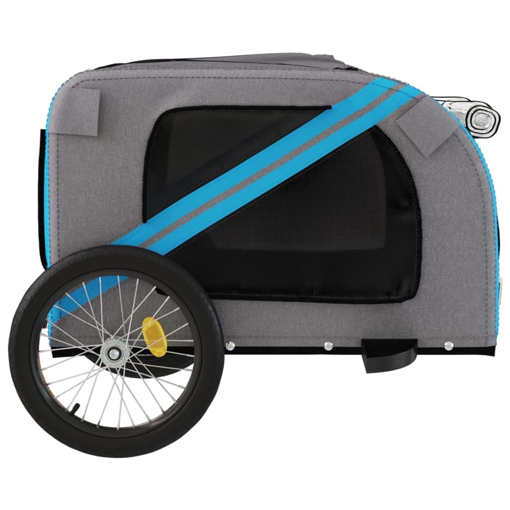Rimorchio da Bici per Animali Blu e Grigio Oxford e Ferro — miniatura 6 di 12