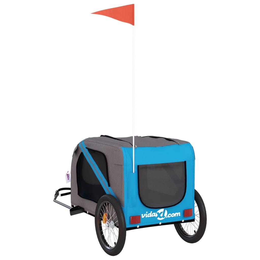 Rimorchio da Bici per Animali Blu e Grigio Oxford e Ferro — miniatura 7 di 12