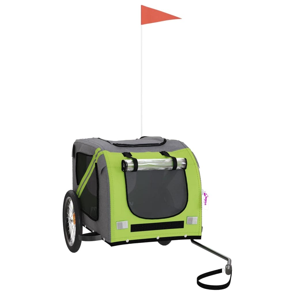 Rimorchio da Bici per Animali Verde e Grigio Oxford e Ferro — miniatura 2 di 12