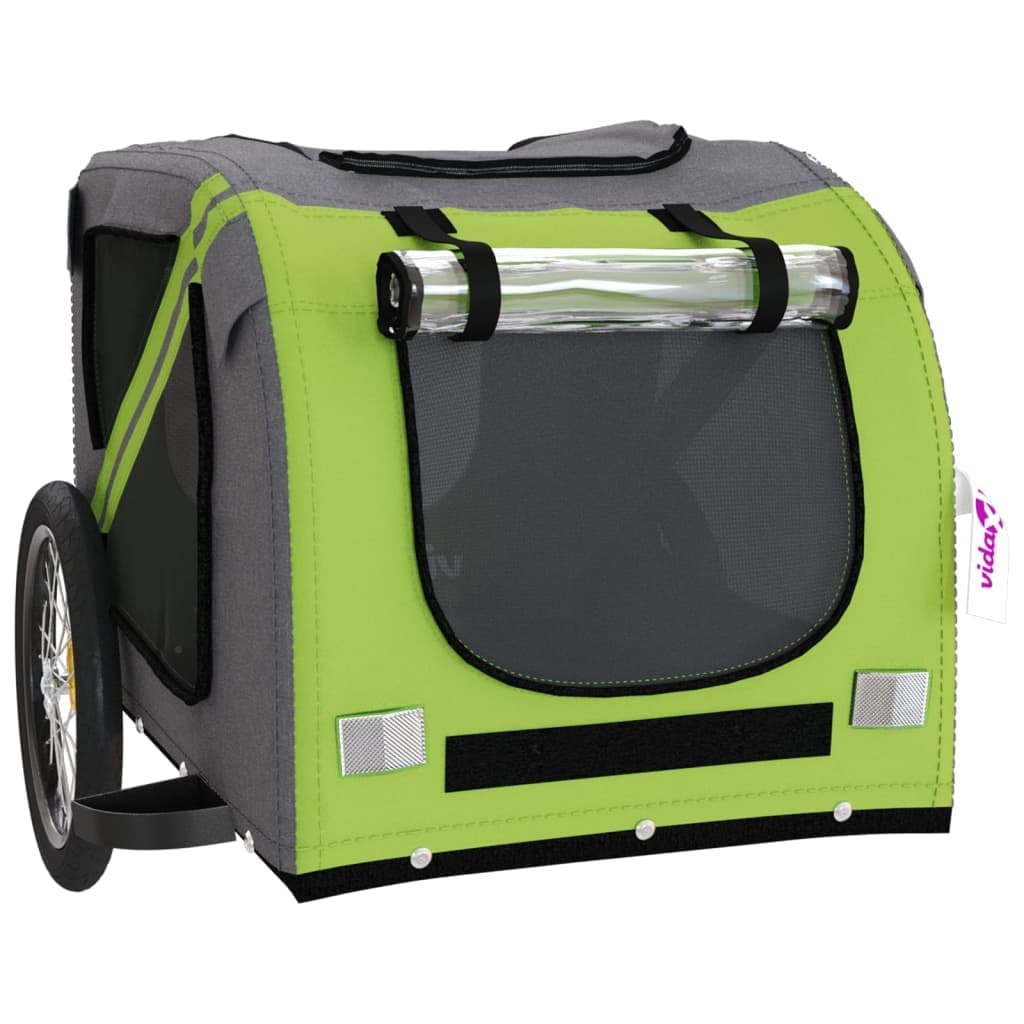 Rimorchio da Bici per Animali Verde e Grigio Oxford e Ferro — miniatura 4 di 12