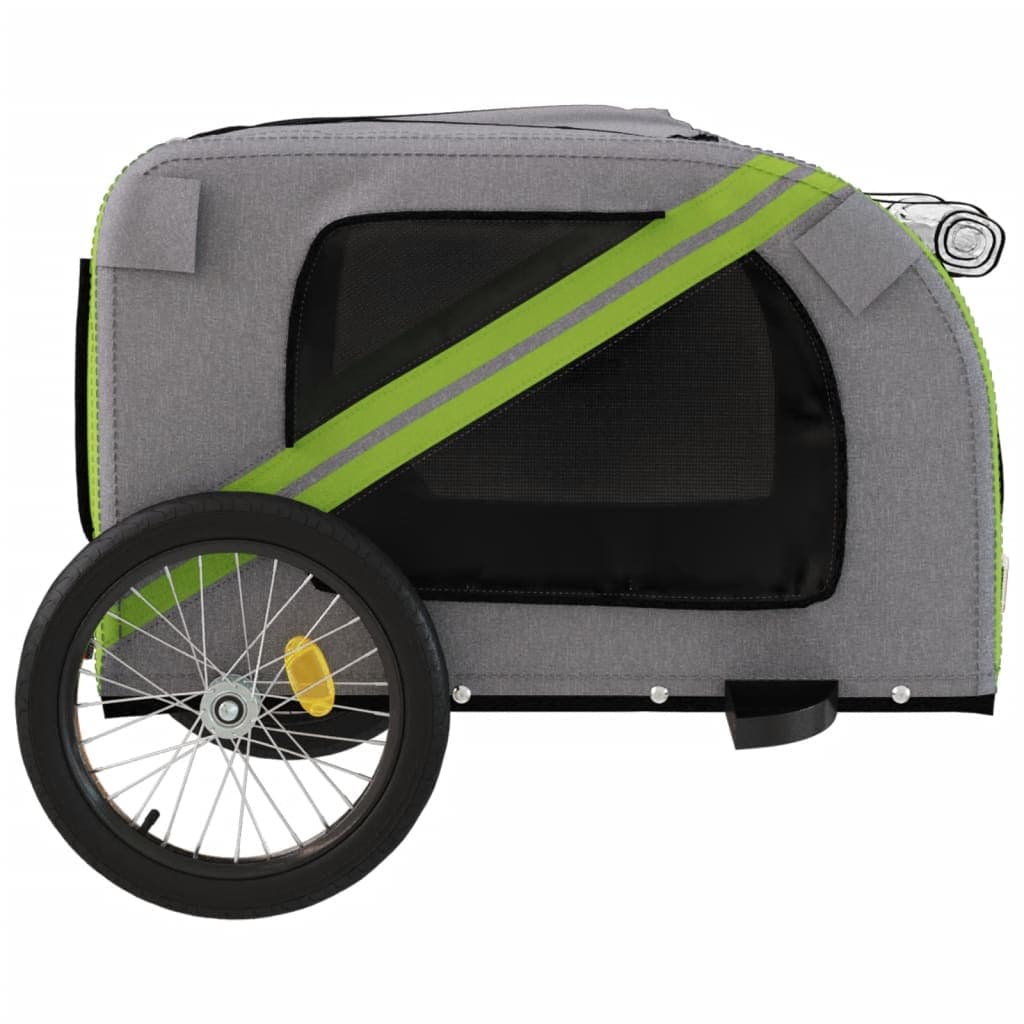 Rimorchio da Bici per Animali Verde e Grigio Oxford e Ferro — miniatura 6 di 12