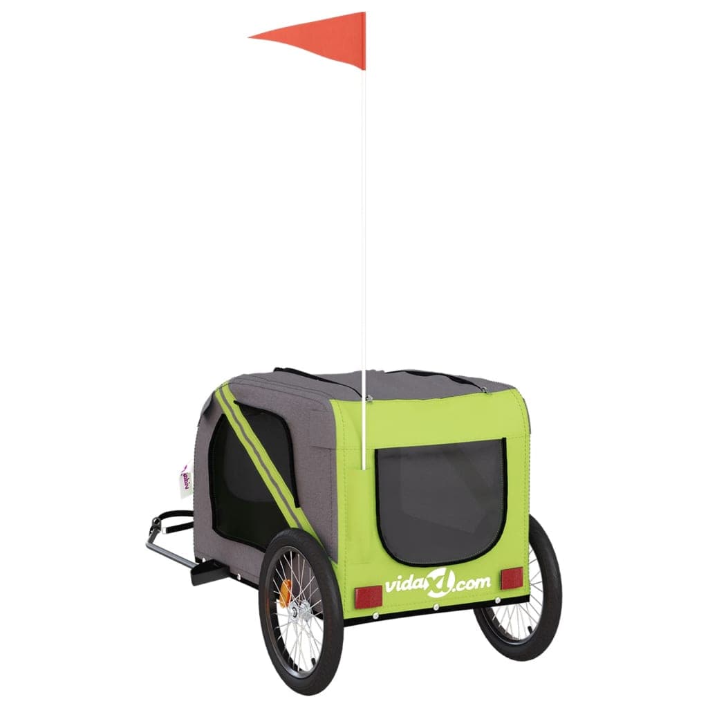 Rimorchio da Bici per Animali Verde e Grigio Oxford e Ferro — miniatura 7 di 12