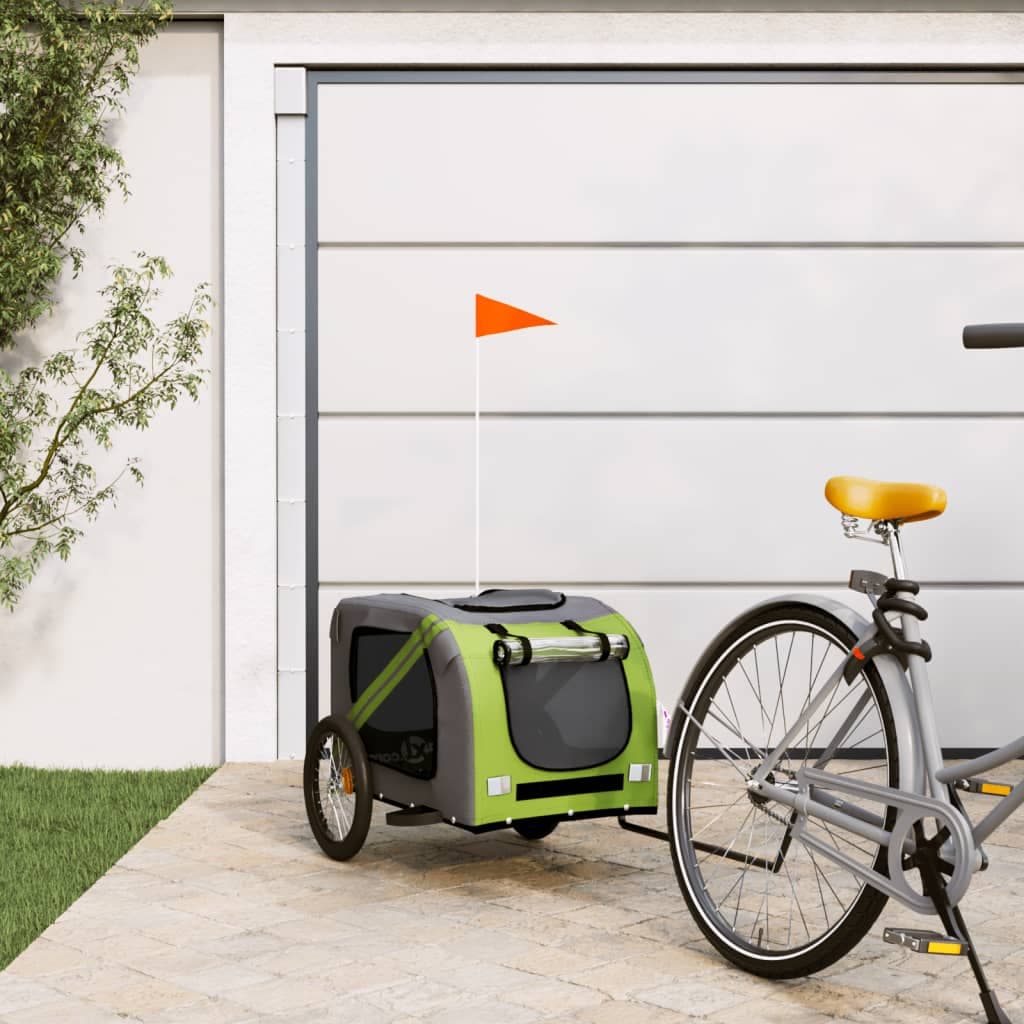 Rimorchio da Bici per Animali Verde e Grigio Oxford e Ferro — miniatura 1 di 12