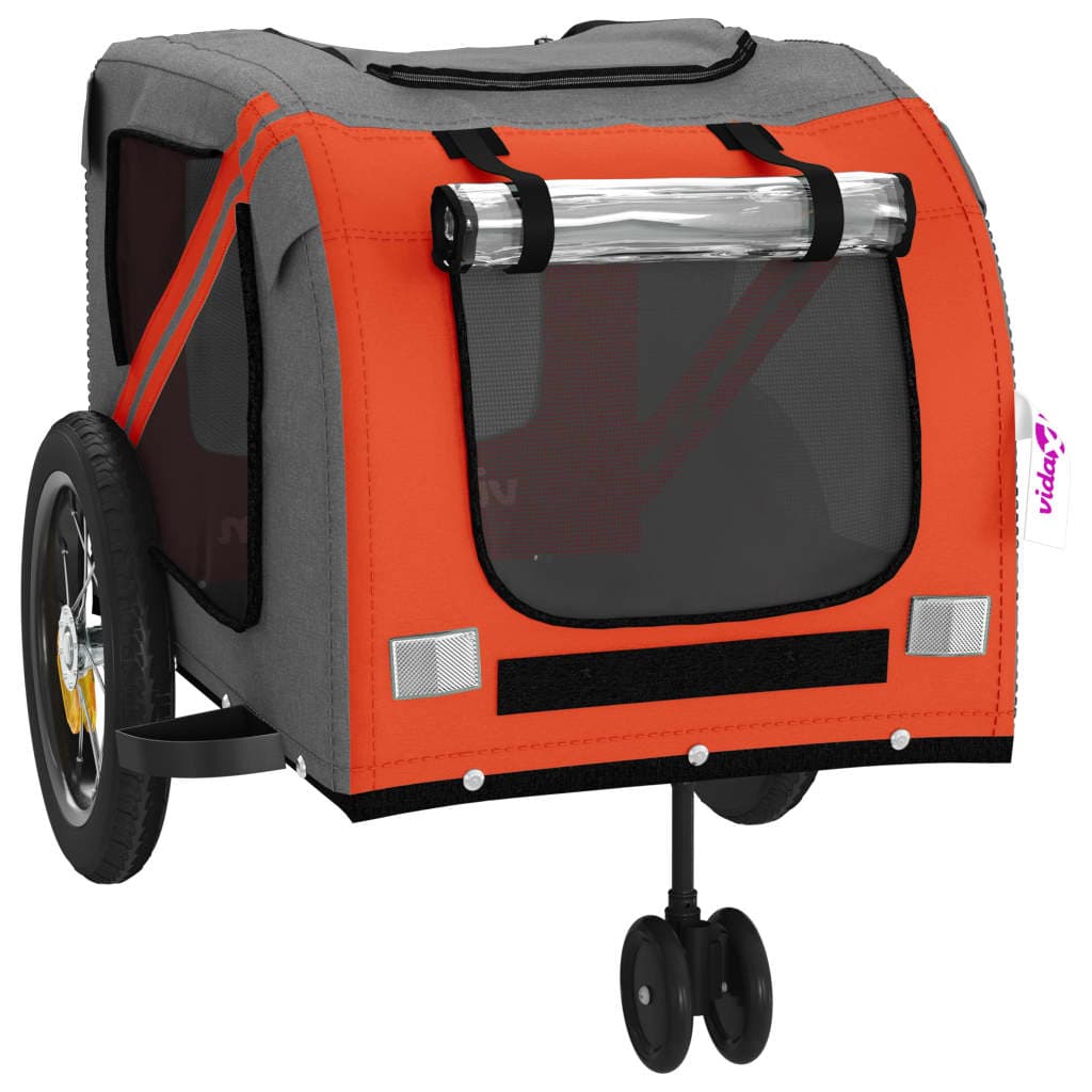 Rimorchio da Bici per Animali Arancione e Nero Oxford e Ferro — miniatura 4 di 12