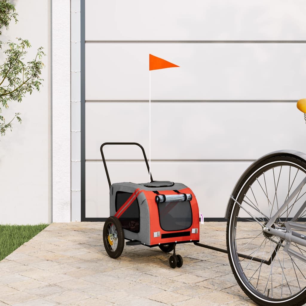 Rimorchio da Bici per Animali Arancione e Nero Oxford e Ferro — miniatura 1 di 12