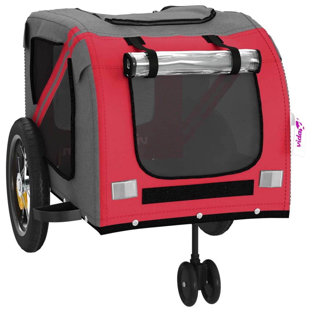 Rimorchio da Bici per Animali Rosso e Nero Oxford e Ferro — miniatura 4 di 12