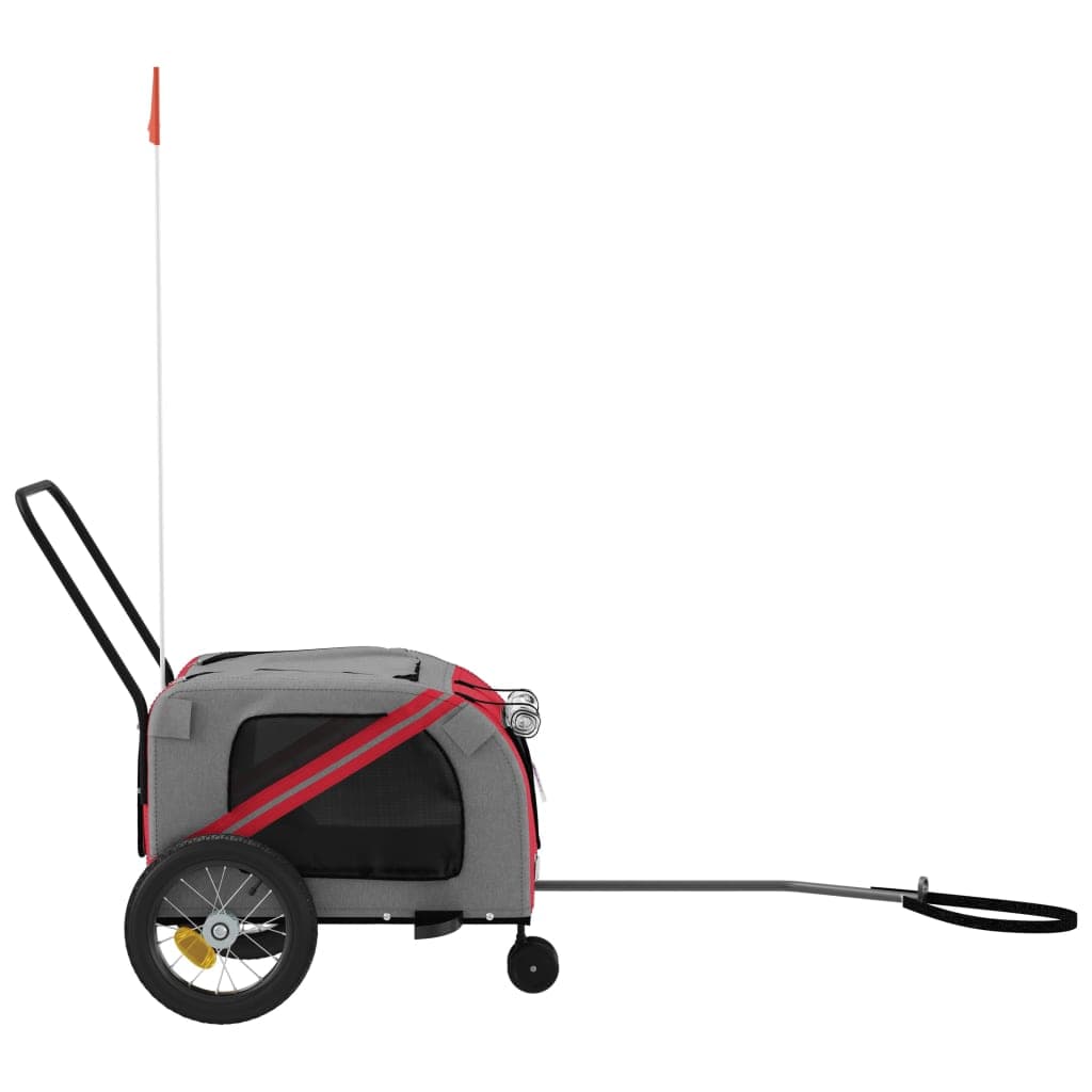 Rimorchio da Bici per Animali Rosso e Nero Oxford e Ferro — miniatura 5 di 12
