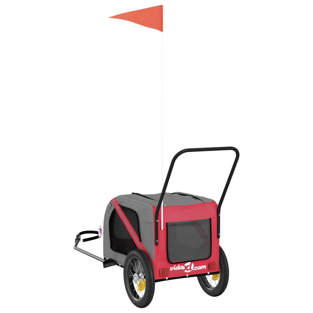 Rimorchio da Bici per Animali Rosso e Nero Oxford e Ferro — miniatura 7 di 12