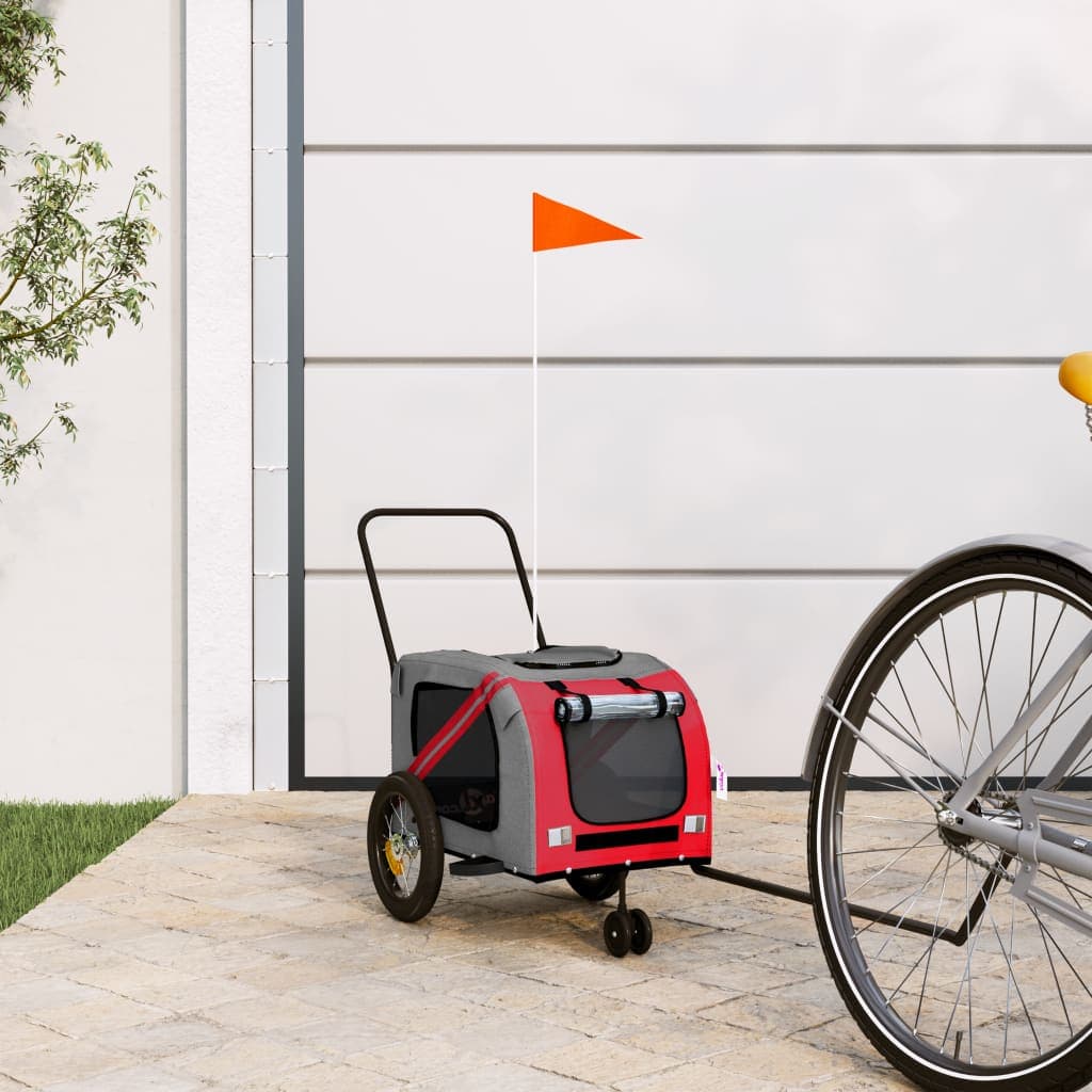Rimorchio da Bici per Animali Rosso e Nero Oxford e Ferro — miniatura 1 di 12