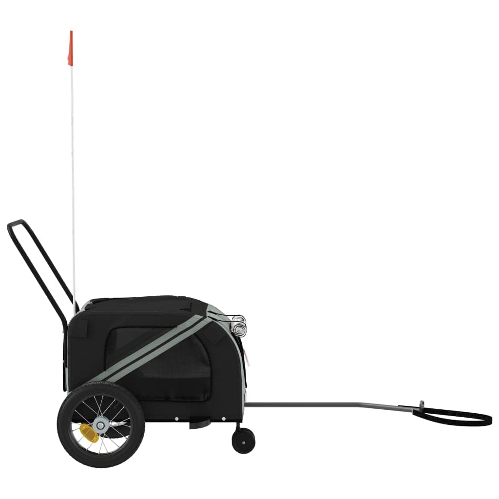 Rimorchio da Bici per Animali Grigio e Nero Oxford e Ferro — miniatura 5 di 12