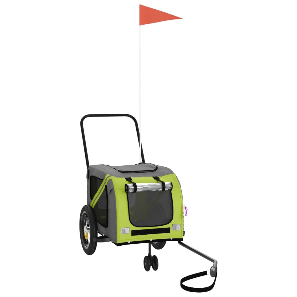 Rimorchio da Bici per Animali Verde e Nero Oxford e Ferro — miniatura 2 di 12