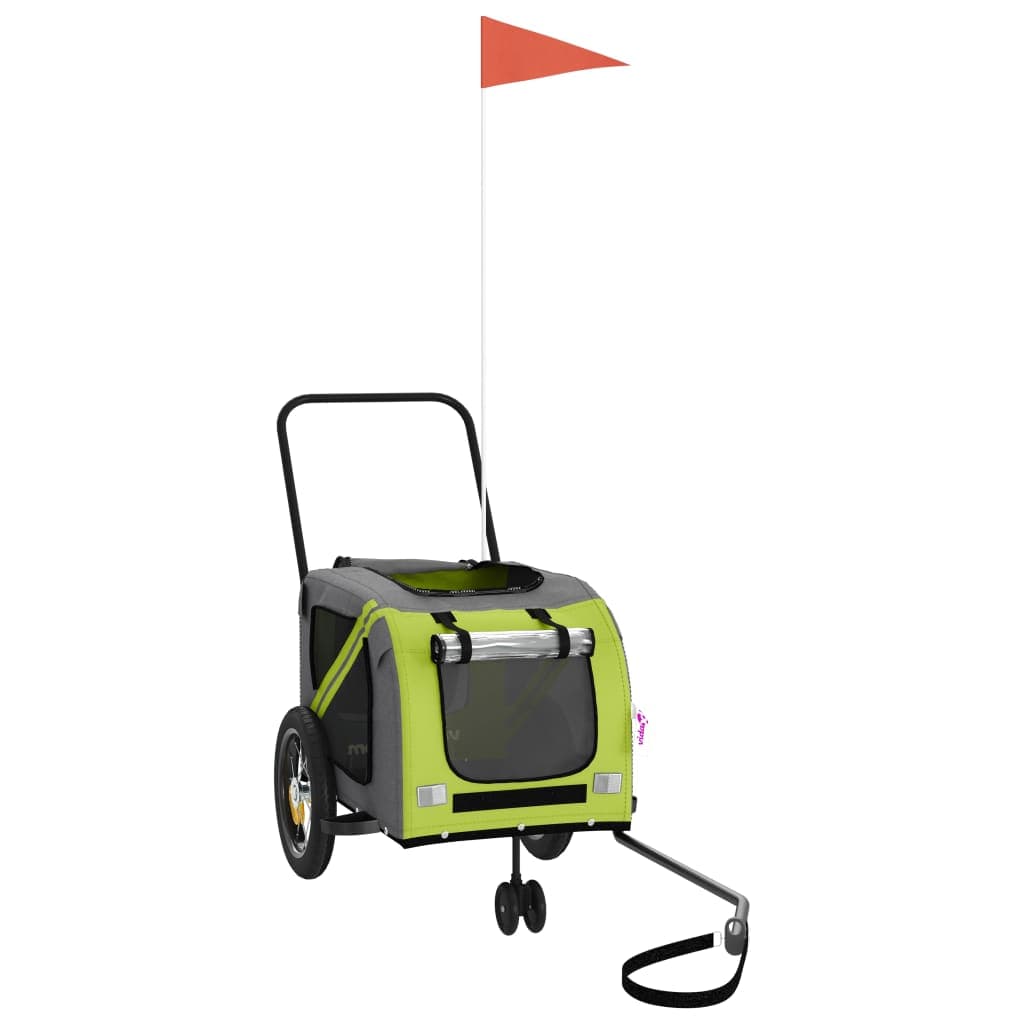 Rimorchio da Bici per Animali Verde e Nero Oxford e Ferro — miniatura 3 di 12