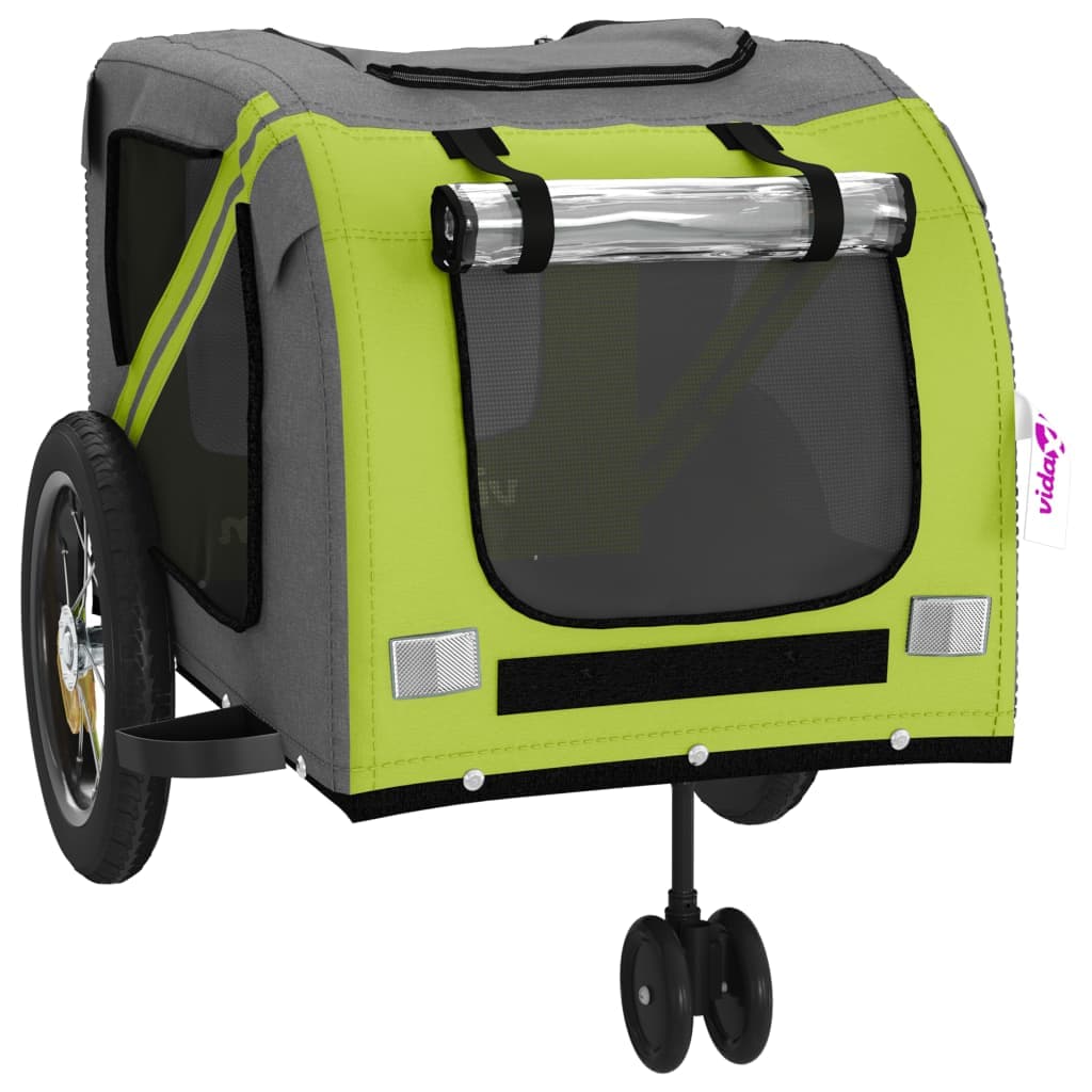 Rimorchio da Bici per Animali Verde e Nero Oxford e Ferro — miniatura 4 di 12