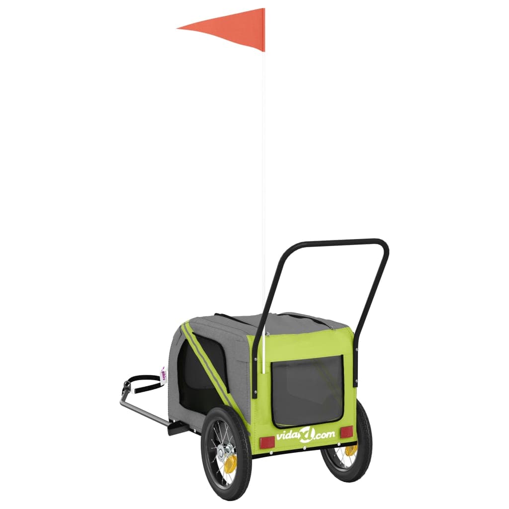 Rimorchio da Bici per Animali Verde e Nero Oxford e Ferro — miniatura 7 di 12