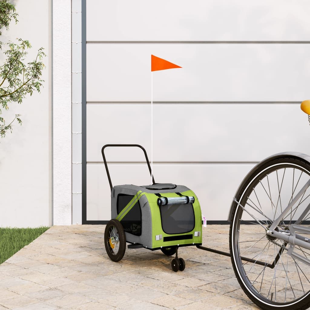 Rimorchio da Bici per Animali Verde e Nero Oxford e Ferro — miniatura 1 di 12