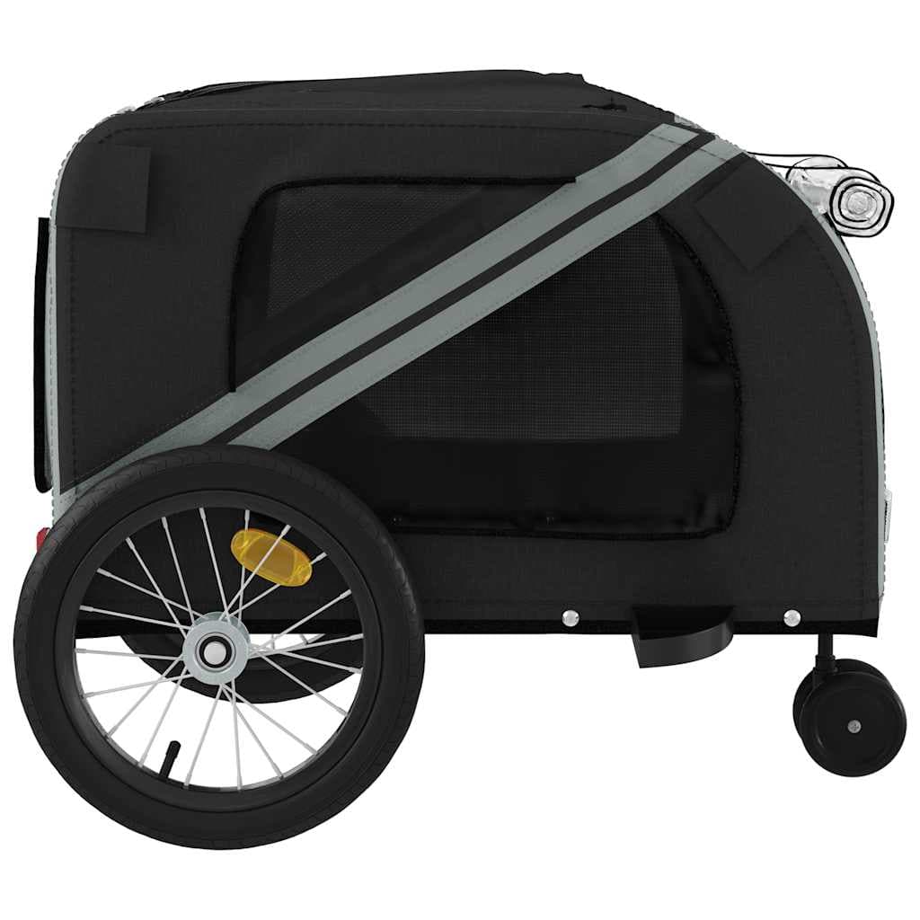 Rimorchio da Bici per Animali Grigio e Nero Oxford e Ferro — miniatura 6 di 12
