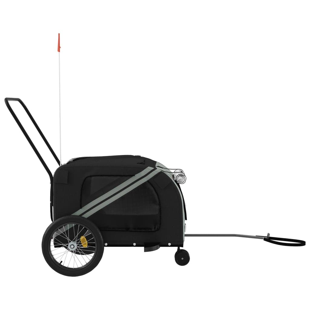 Rimorchio da Bici per Animali Grigio e Nero Oxford e Ferro — miniatura 5 di 12