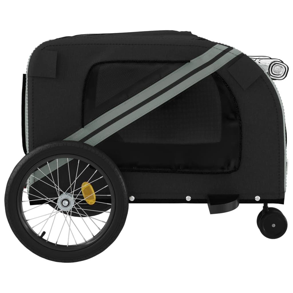 Rimorchio da Bici per Animali Grigio e Nero Oxford e Ferro — miniatura 6 di 12