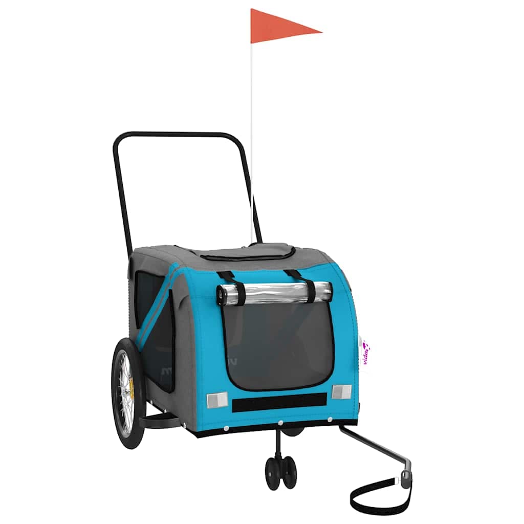 Rimorchio da Bici per Animali Blu e Grigio Oxford e Ferro — miniatura 2 di 12