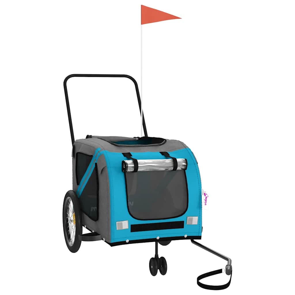 Rimorchio da Bici per Animali Blu e Grigio Oxford e Ferro — miniatura 3 di 12