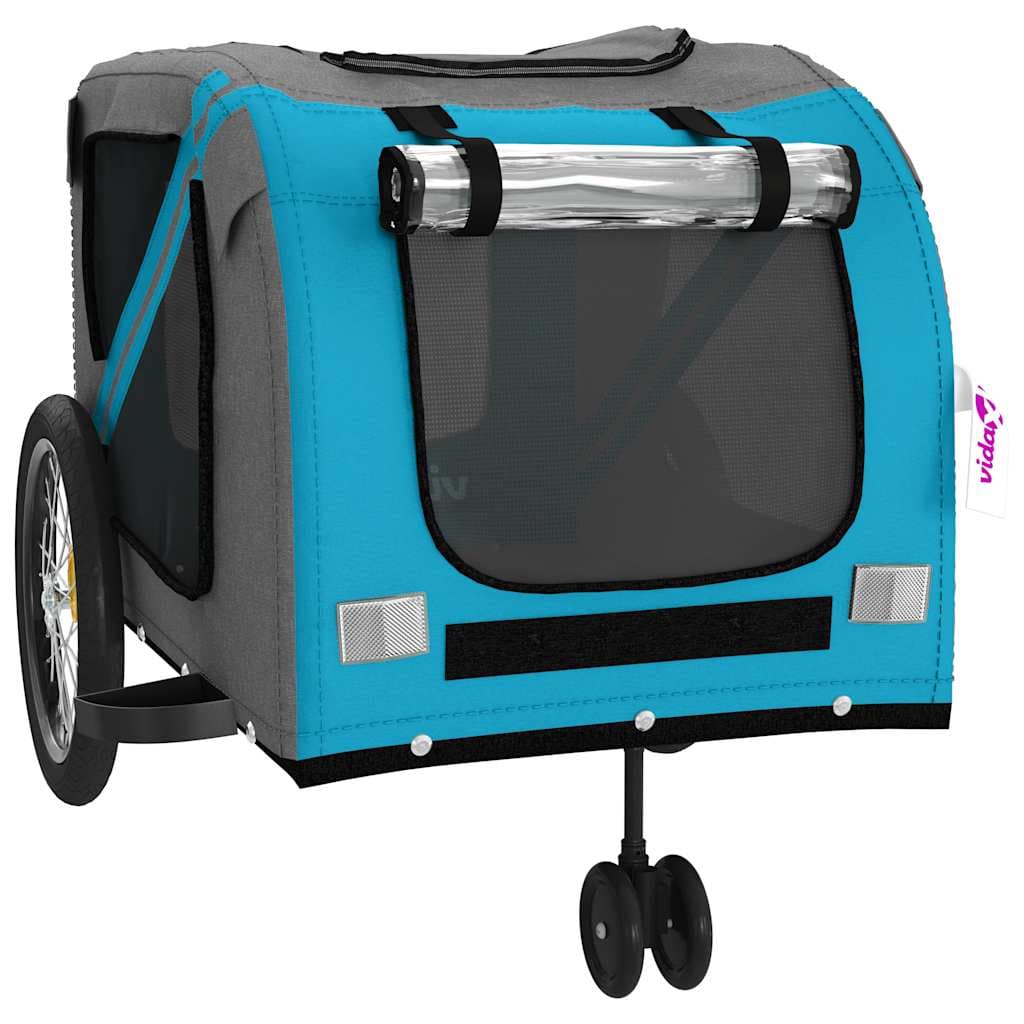 Rimorchio da Bici per Animali Blu e Grigio Oxford e Ferro — miniatura 4 di 12