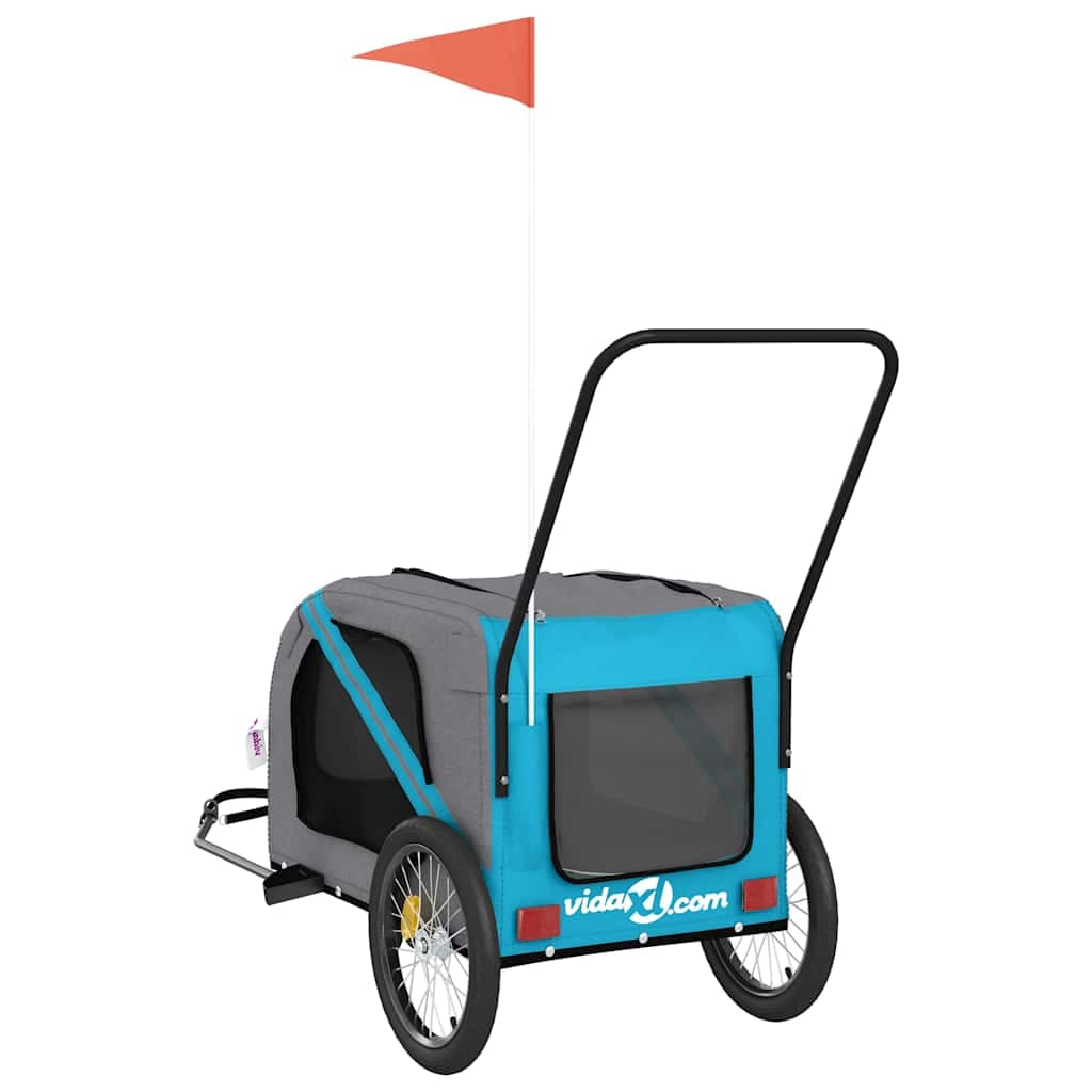 Rimorchio da Bici per Animali Blu e Grigio Oxford e Ferro — miniatura 7 di 12