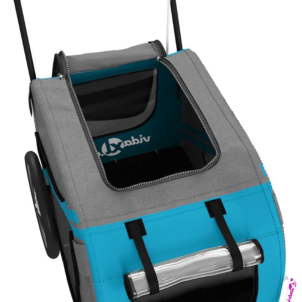 Rimorchio da Bici per Animali Blu e Grigio Oxford e Ferro — miniatura 9 di 12