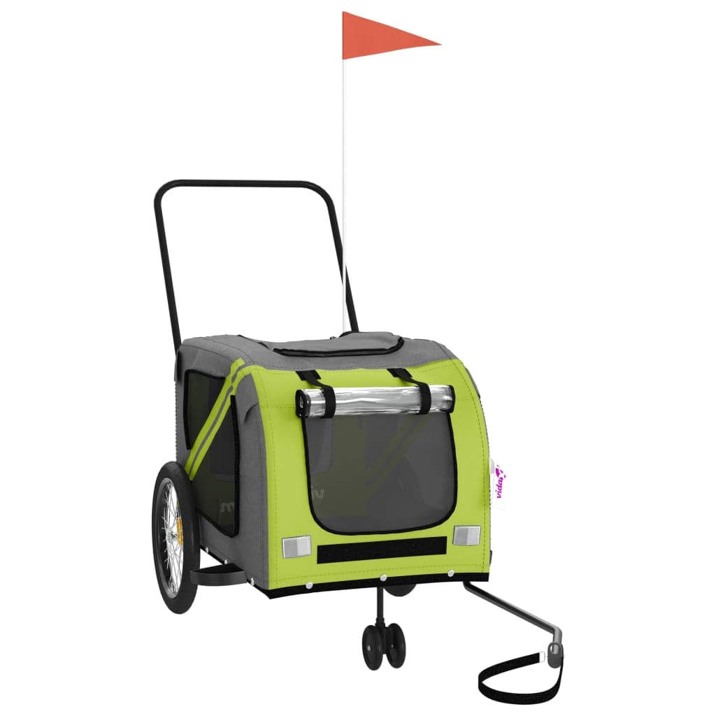Rimorchio da Bici per Animali Verde e Grigio Oxford e Ferro — miniatura 2 di 12
