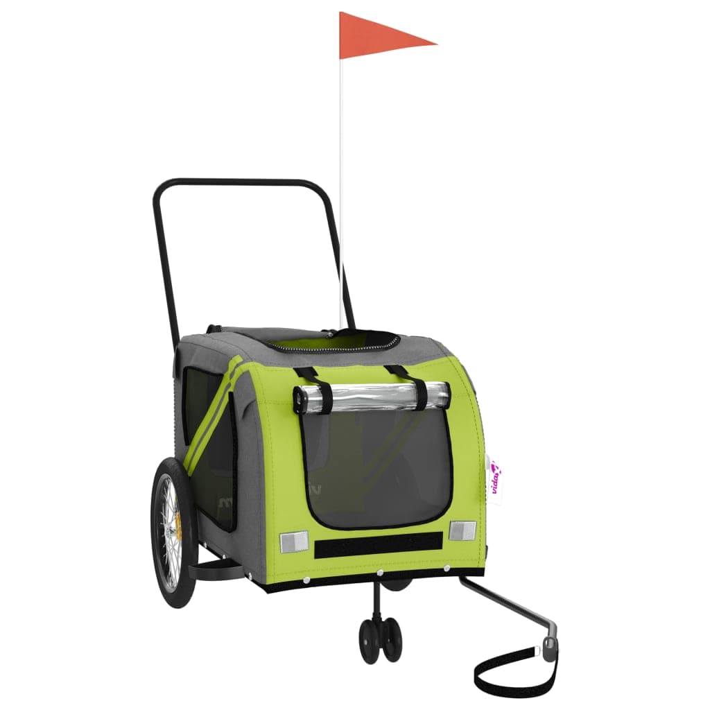 Rimorchio da Bici per Animali Verde e Grigio Oxford e Ferro — miniatura 3 di 12