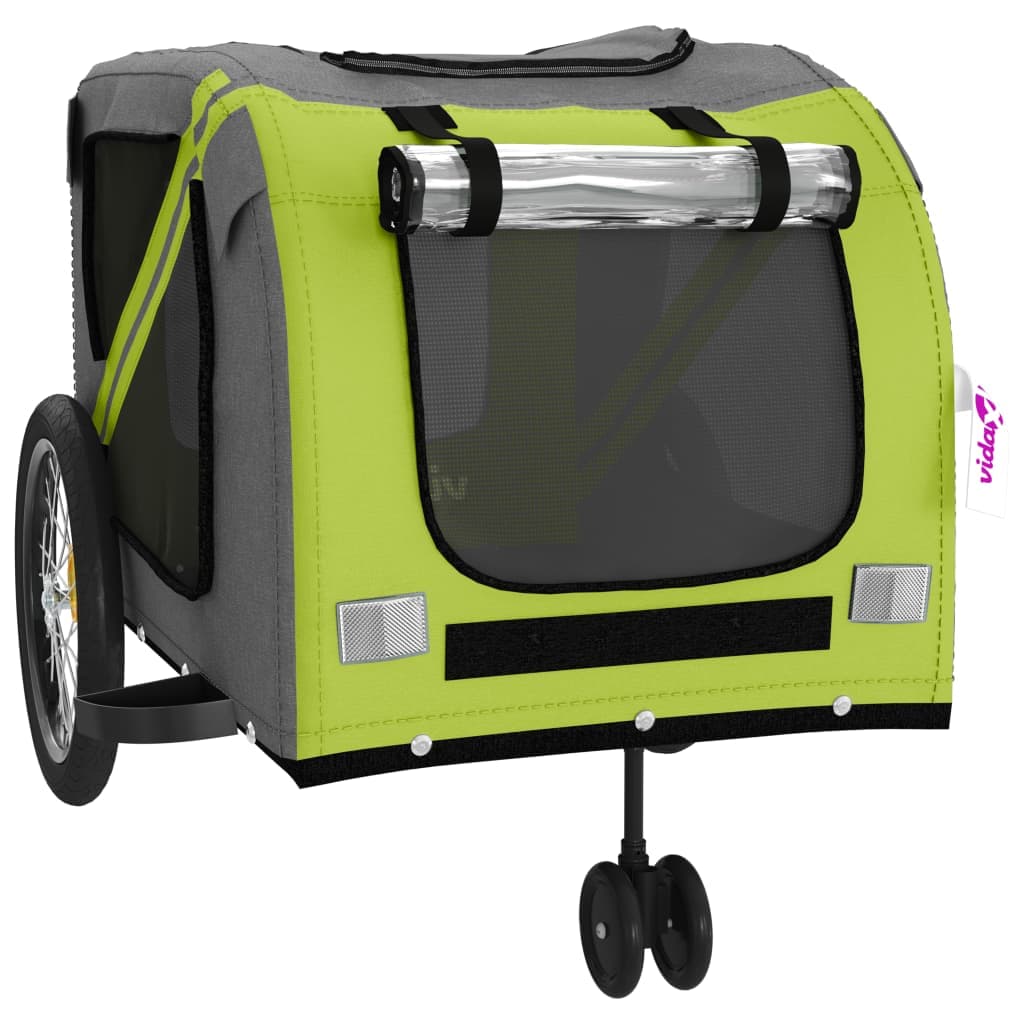 Rimorchio da Bici per Animali Verde e Grigio Oxford e Ferro — miniatura 4 di 12