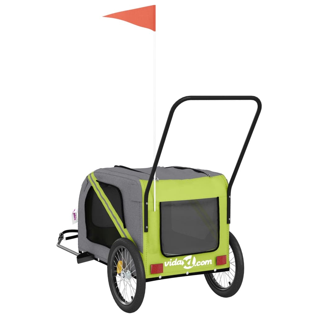 Rimorchio da Bici per Animali Verde e Grigio Oxford e Ferro — miniatura 7 di 12