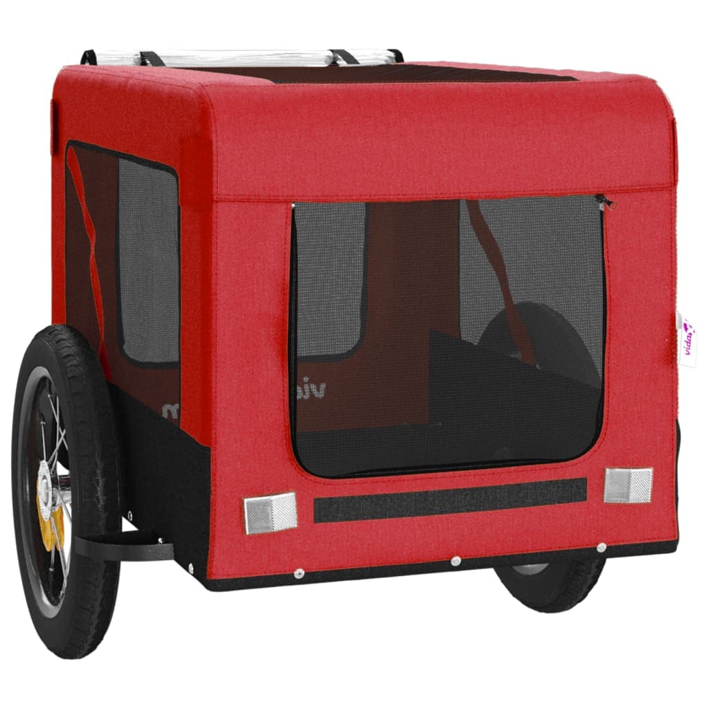 Rimorchio da Bici per Animali Rosso e Nero Oxford e Ferro — miniatura 5 di 12