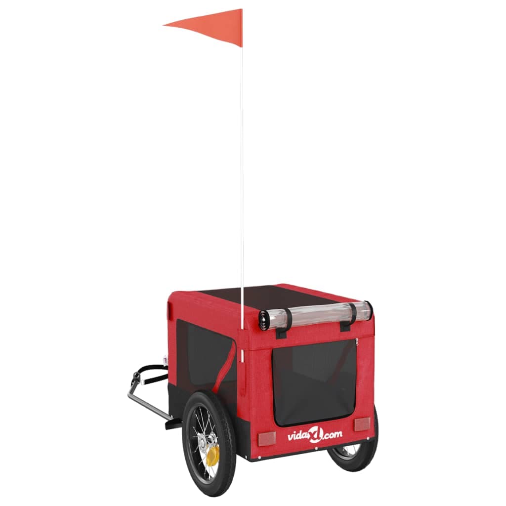 Rimorchio da Bici per Animali Rosso e Nero Oxford e Ferro — miniatura 8 di 12