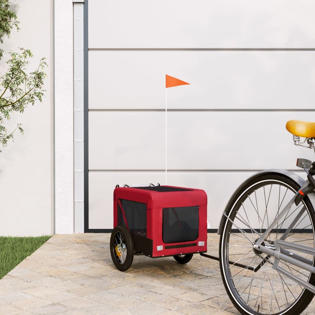 Rimorchio da Bici per Animali Rosso e Nero Oxford e Ferro — miniatura 1 di 12