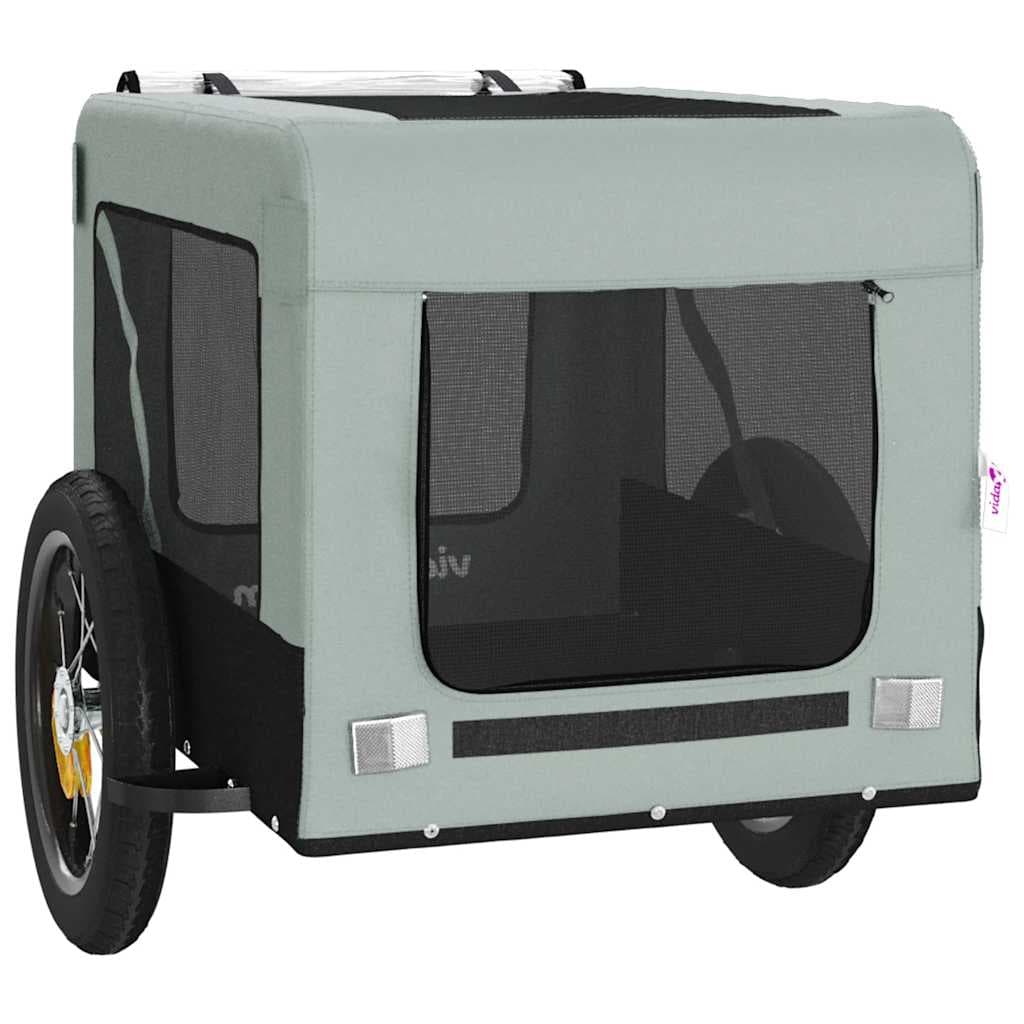 Rimorchio da Bici per Animali Grigio e Nero Oxford e Ferro — miniatura 5 di 12